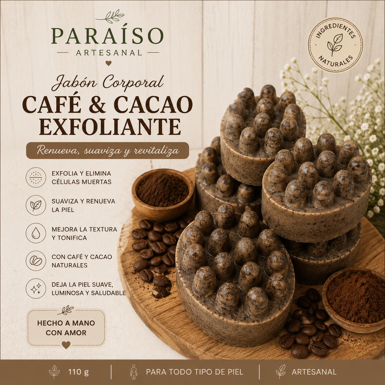 Jabón Corporal Exfoliante Café & Cacao